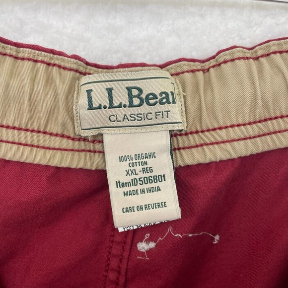 L.L. bean Mens shorts size XXL Classic fit drawstring Red outdoor organic cotton - Picture 5 of 5